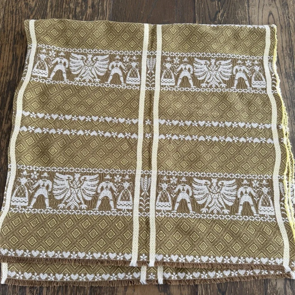 Folk Art Woven Dutch Boy Girl‎ Eagle Table Cloth + 6 Placemats Set Cream Austria